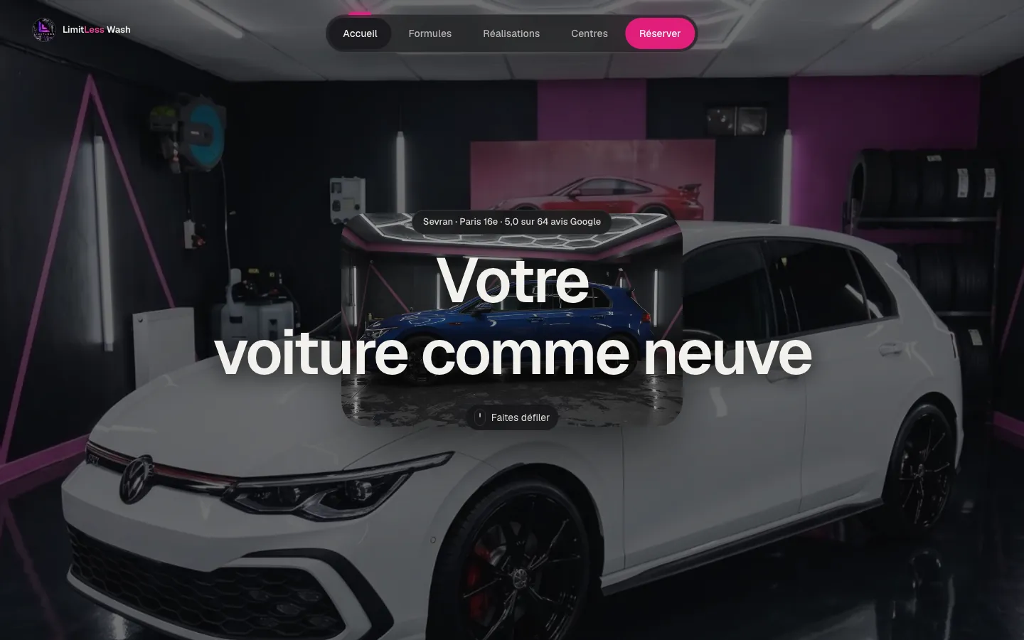 Haut de page de la démonstration pour un atelier de detailing